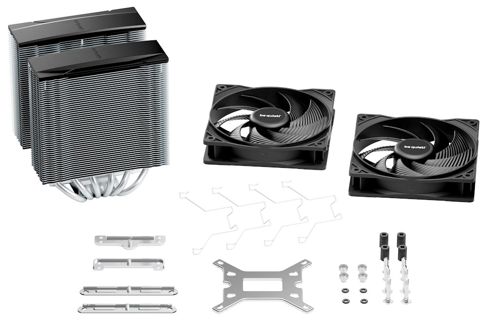 Be quiet! chladič CPU PURE ROCK PRO 3 / 2x120mm PWM fan / 6xheatpipe / stříbrný