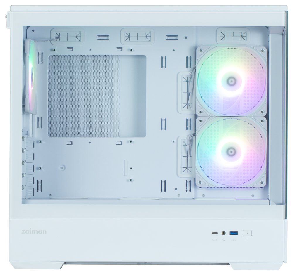 Zalman skříň P30 White V2/ miniT / 3x120mm fan ARGB / USB 3.0 / USB-C / temperované sklo / bílá