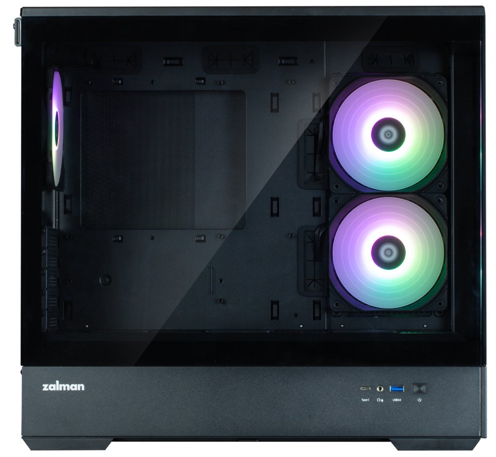 Zalman skříň P30 Black V2 / miniT / 3x120mm fan ARGB / USB 3.0 / USB-C / temperované sklo / černá