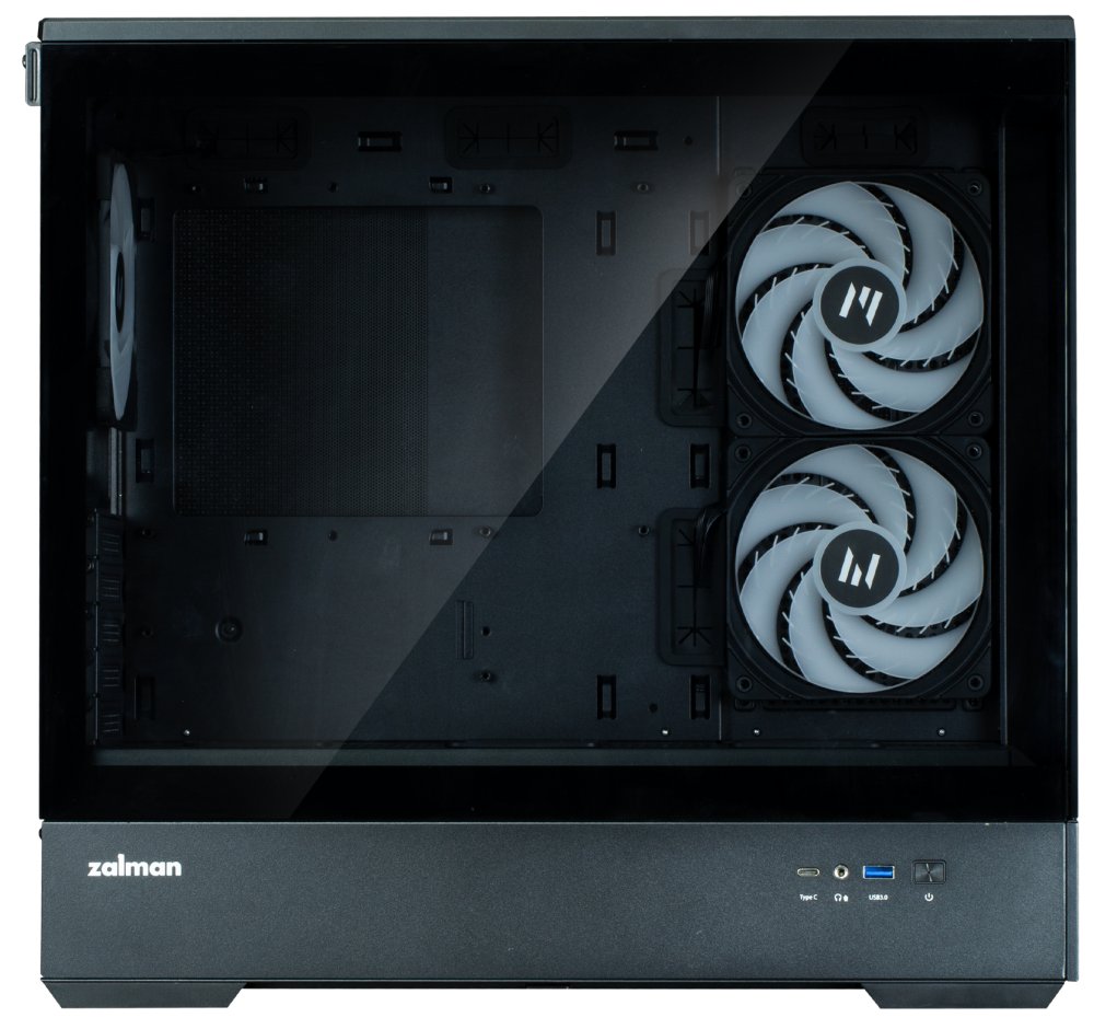 Zalman skříň P30 Black V2 / miniT / 3x120mm fan ARGB / USB 3.0 / USB-C / temperované sklo / černá