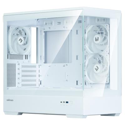 Zalman skříň P30 White V2/ miniT / 3x120mm fan ARGB / USB 3.0 / USB-C / temperované sklo / bílá