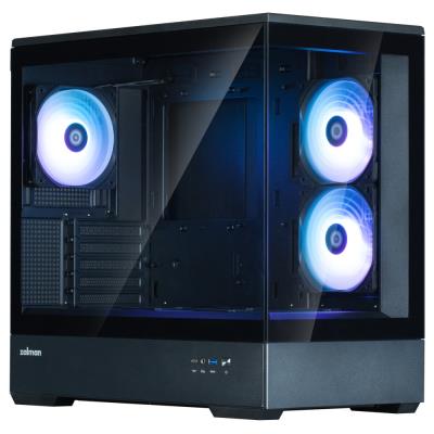 Zalman skříň P30 Black V2 / miniT / 3x120mm fan ARGB / USB 3.0 / USB-C / temperované sklo / černá