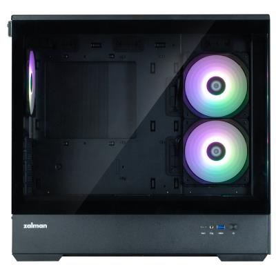 Zalman skříň P30 Black V2 / miniT / 3x120mm fan ARGB / USB 3.0 / USB-C / temperované sklo / černá