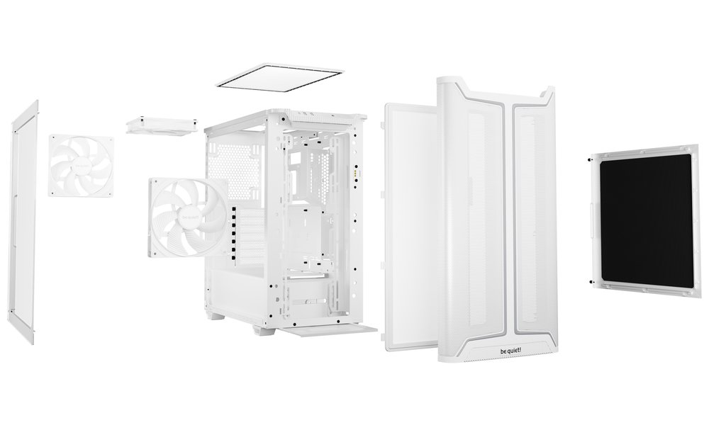 Be quiet! skříň PURE BASE 501DX / ATX / 3x140mm PWM fan / ARGB LED pásek / USB3.2 / temperované sklo / bílá