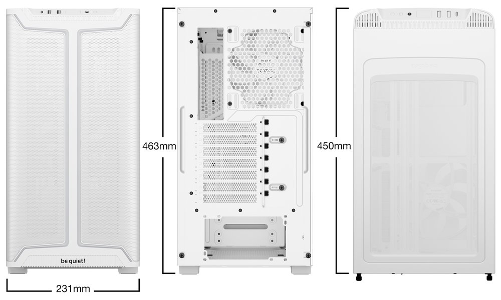 Be quiet! skříň PURE BASE 501DX / ATX / 3x140mm PWM fan / ARGB LED pásek / USB3.2 / temperované sklo / bílá