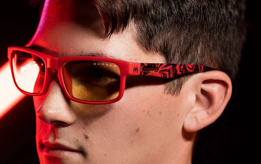 GUNNAR kancelářské/herní brýle ENIGMA - MARVEL SPIDER-MAN MILES MORALES EDITION * jantarová skla * BLF 65 * GUNNAR focus