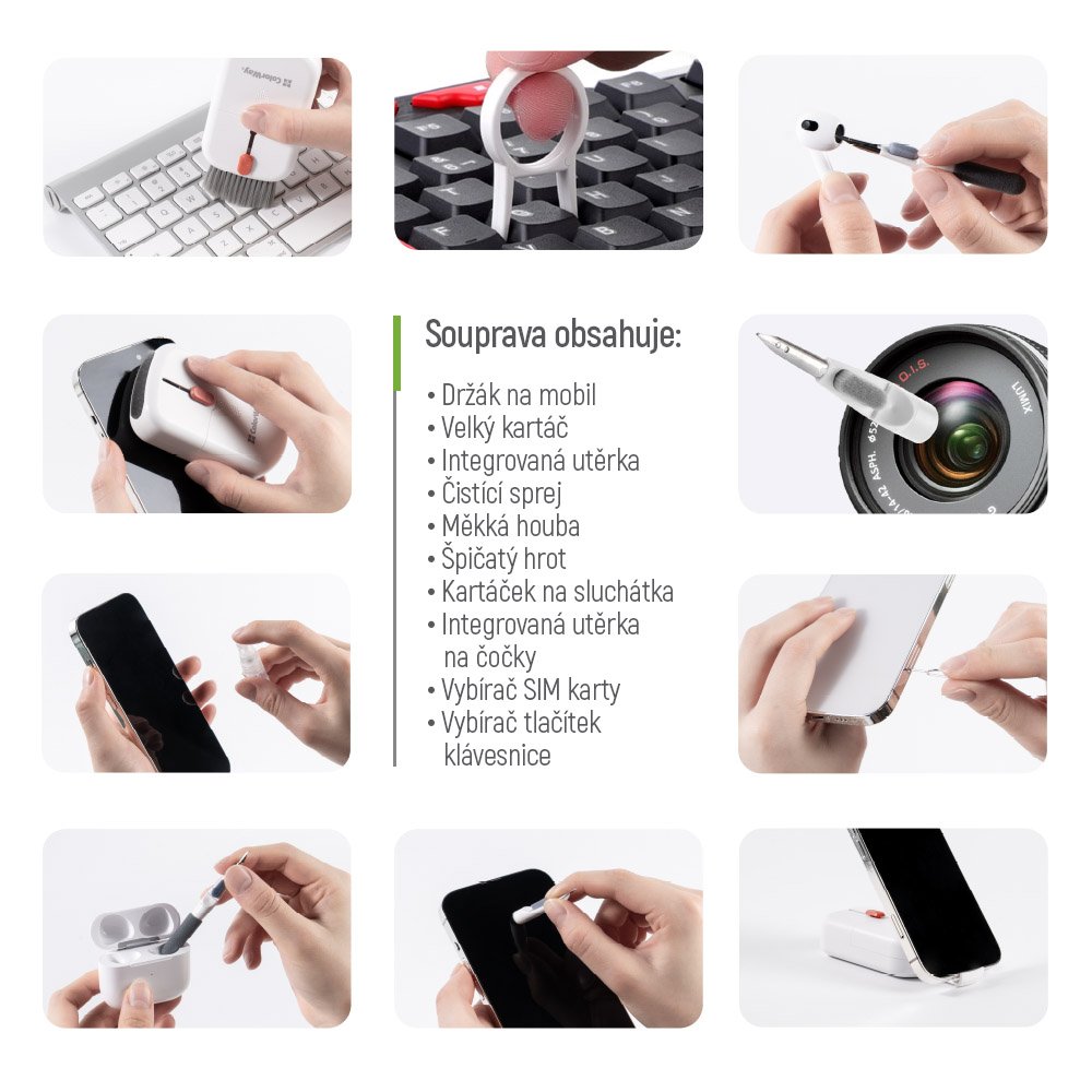 COLORWAY čistící sada 10v1 pro sluchátka, klávesnice, obrazovky, foto a elektroniku