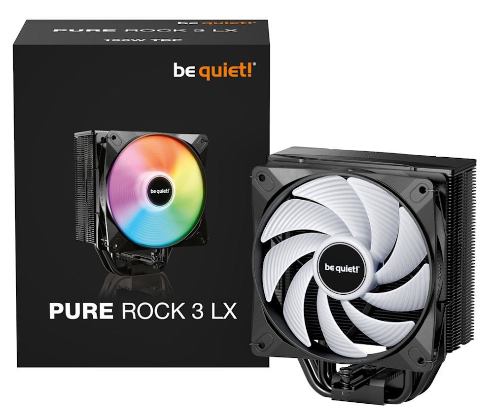 Be quiet! chladič CPU PURE ROCK 3 LX / 120mm PWM ARGB fan / 4xheatpipe / stříbrný