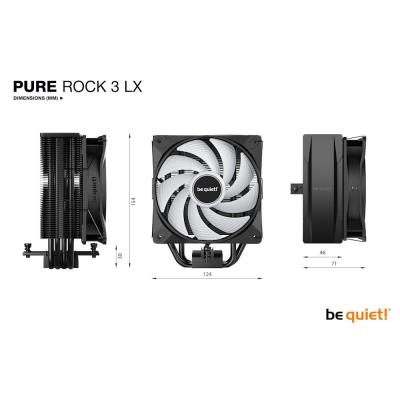 Be quiet! chladič CPU PURE ROCK 3 LX / 120mm PWM ARGB fan / 4xheatpipe / stříbrný