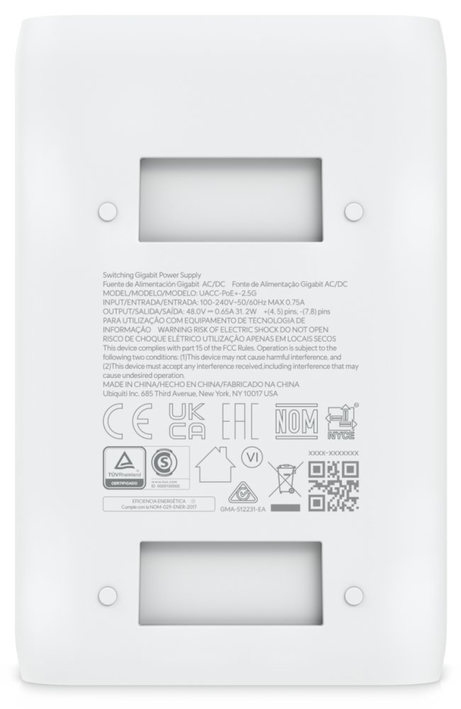 Ubiquiti UniFi 2.5G PoE+ Adapter (30W) - 2.5Gigabit PoE injektor, 48V, 30W, včetně napájecího kabelu