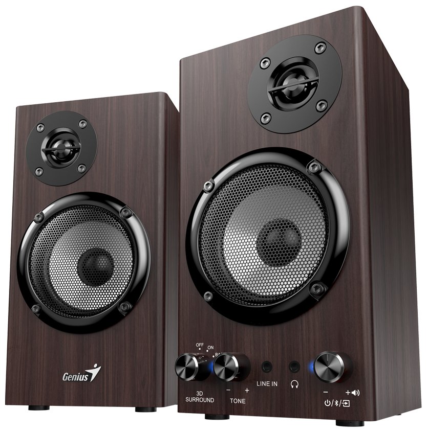 GENIUS repro SP-HF520BT Dark Brown/ 2.0/ Bluetooth 5.3/ 20W/ Dřevěné/ tmavě hnědé