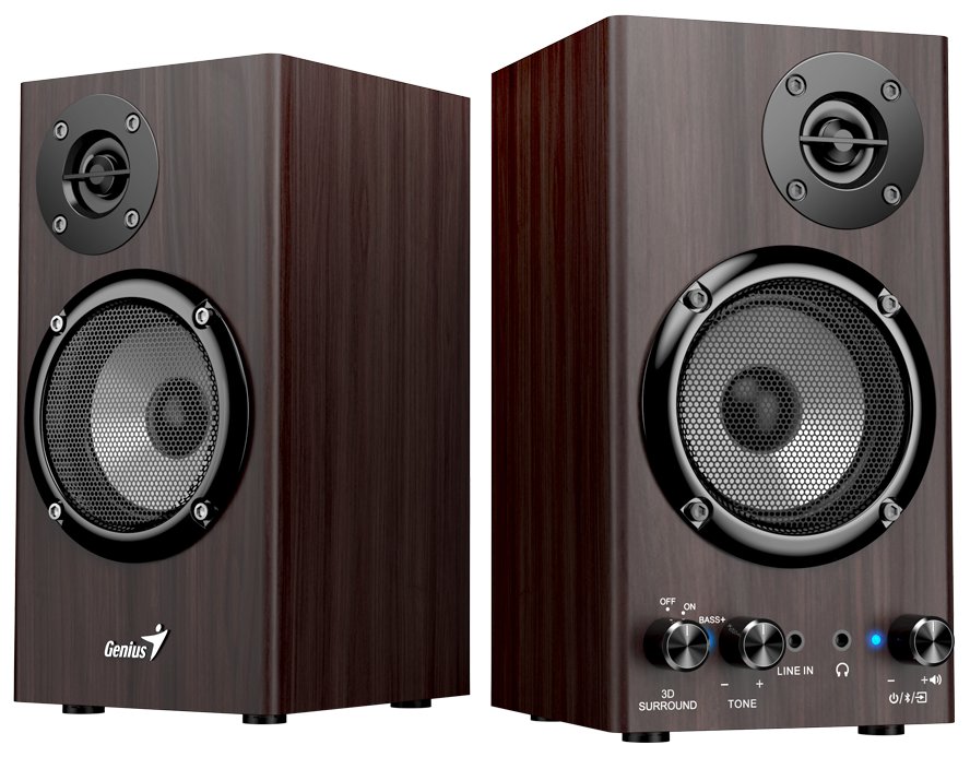 GENIUS repro SP-HF520BT Dark Brown/ 2.0/ Bluetooth 5.3/ 20W/ Dřevěné/ tmavě hnědé