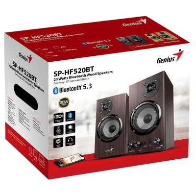 GENIUS repro SP-HF520BT Dark Brown/ 2.0/ Bluetooth 5.3/ 20W/ Dřevěné/ tmavě hnědé