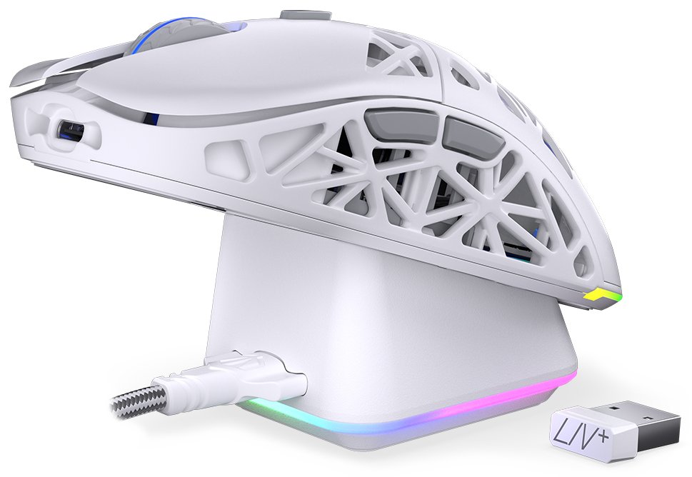 Endorfy myš LIV Plus Onyx White Wireless / PAW3395 / Khail GM 8.0 / bezdrátová / ultralehká / dockovací stanice / bílá