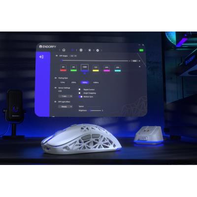 Endorfy myš LIV Plus Onyx White Wireless / PAW3395 / Khail GM 8.0 / bezdrátová / ultralehká / dockovací stanice / bílá