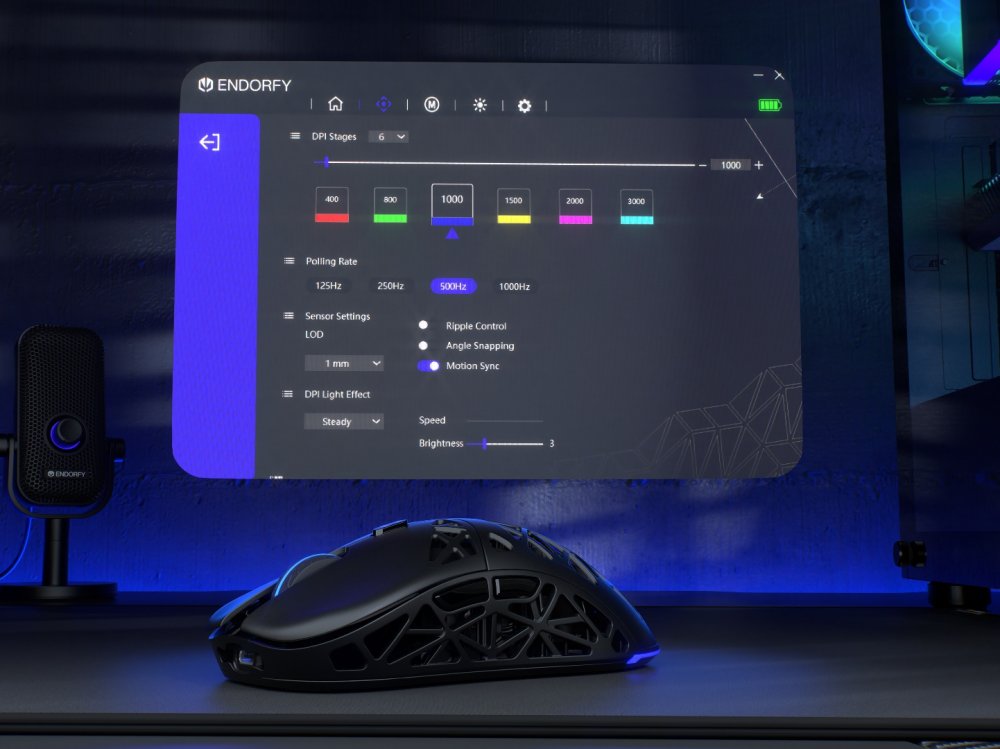 Endorfy myš LIV Wireless / PAW3311 / Khail GM 4.0 / ARGB / bezdrátová / ultralehká / černá