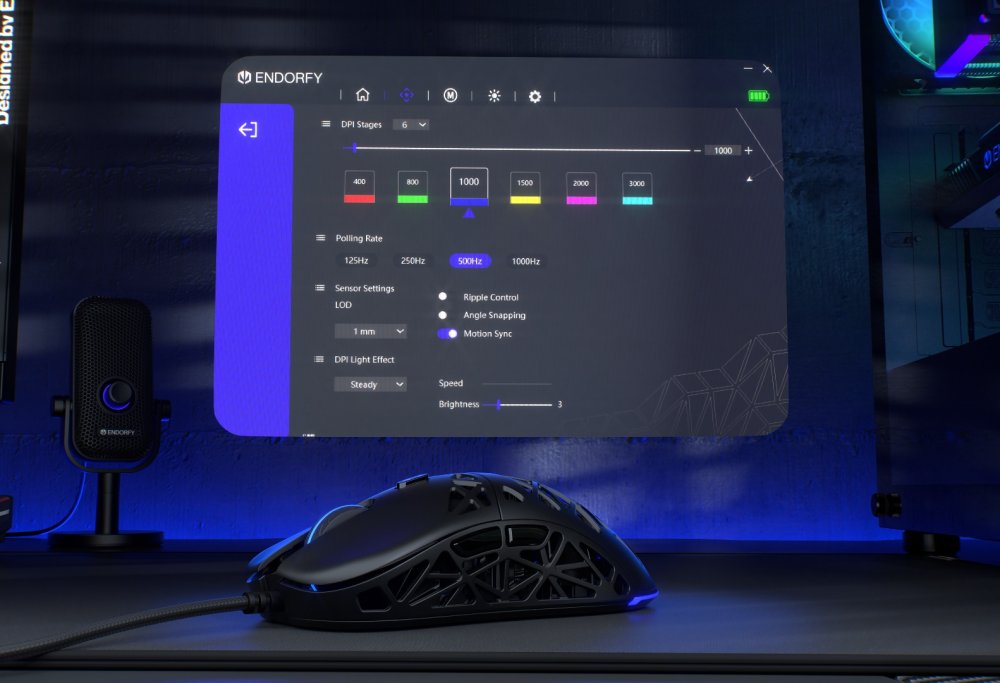 Endorfy myš LIV / PAW3311 / Khail GM 4.0 / ARGB / drátová / ultralehká / černá