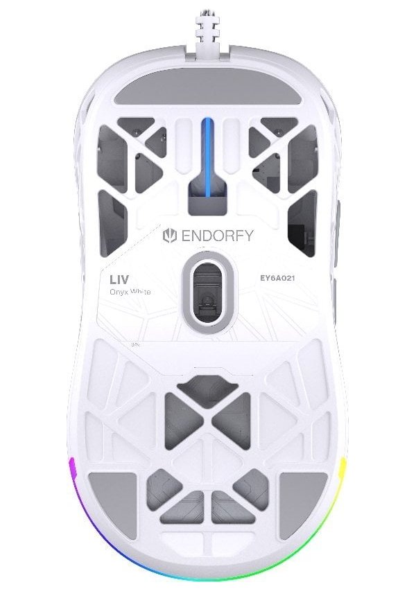 Endorfy myš LIV Onyx White / PAW3311 / Khail GM 4.0 / ARGB / drátová / ultralehká / bílá