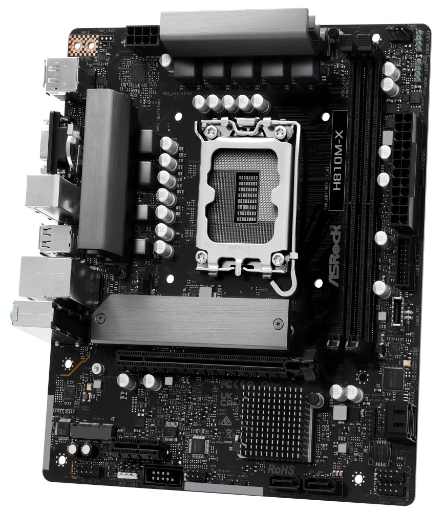 ASRock H810M-X / Intel H810 / LGA1851 / 2x DDR5 / M.2 / VGA / HDMI / DP / mATX