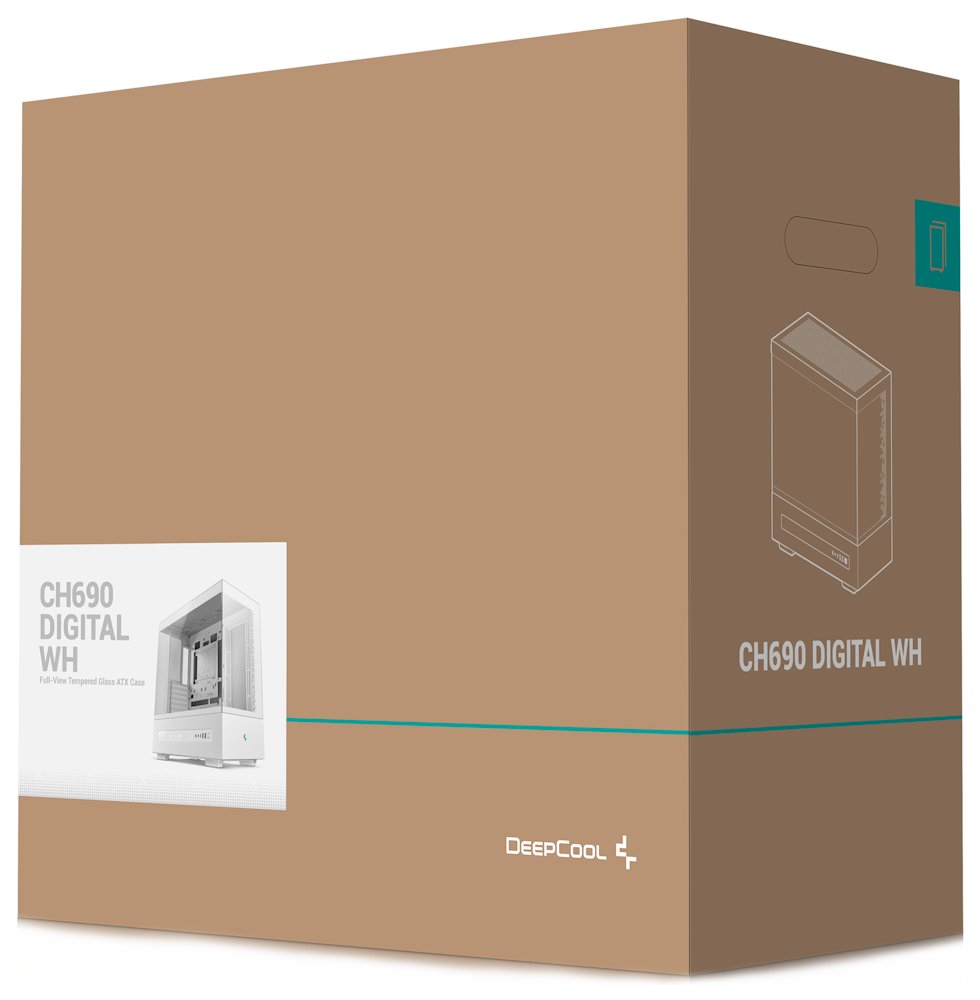 DEEPCOOL skříň CH690 DIGITAL ATX / 2xUSB 3.0 / USB-C / až 10x gan / panoramatická / bílá