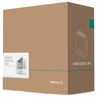 DEEPCOOL skříň CH690 DIGITAL ATX / 2xUSB 3.0 / USB-C / až 10x gan / panoramatická / bílá