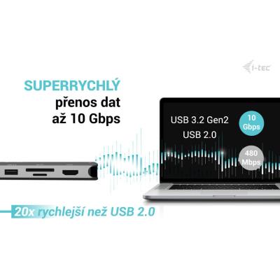 i-tec dokovací stanice USB-C Metal Nano 3x Display Dock, 2x HDMI 1x USB-C video, PD 140W + nabíječka 140 W