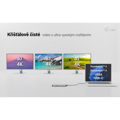 i-tec dokovací stanice USB-C Metal Nano 3x Display Dock, 2x HDMI 1x USB-C video, PD 140W + nabíječka 140 W