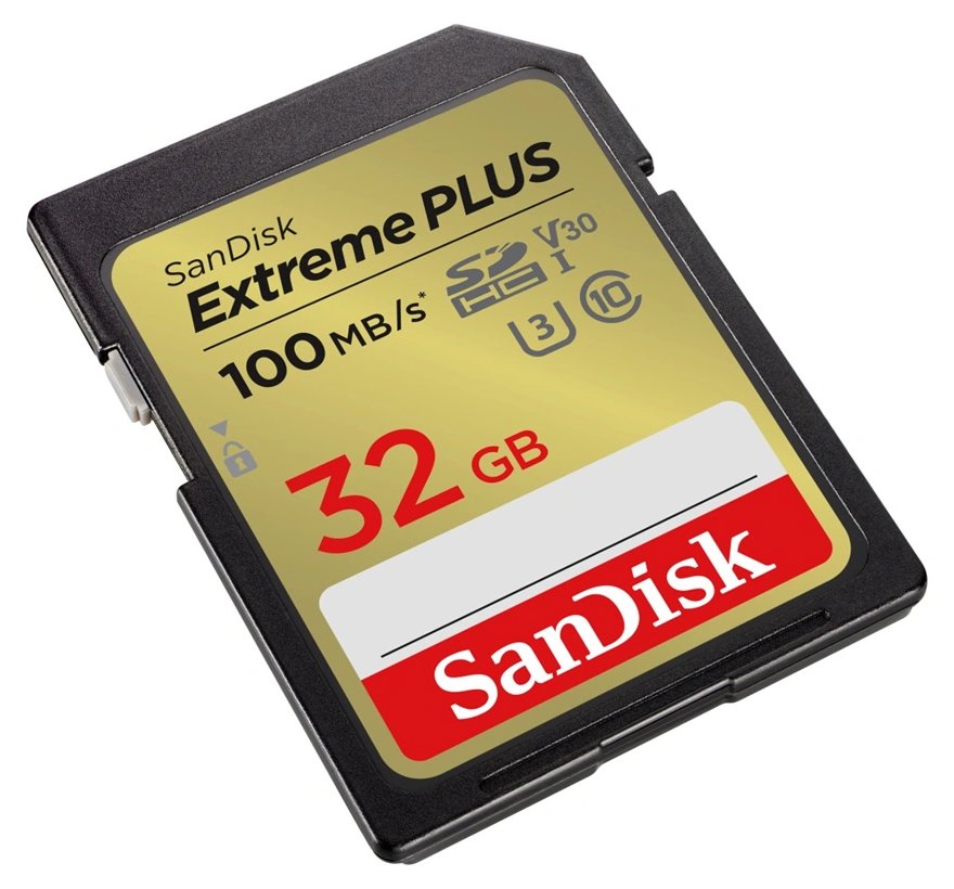 SanDisk Extreme PLUS 32GB SDHC / UHS-I, Class 10, U3, V30 /  up to 100MB/s & 60MB/s Read/Write / + 2 years RescuePRO