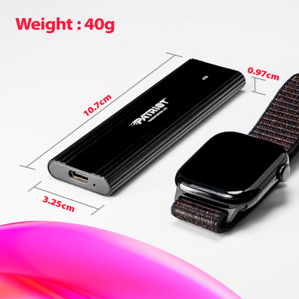 PATRIOT TRANSPORTER Lite 2TB Portable SSD / USB 3.2 Gen2 / USB-C / externí / hliníkové tělo / černý