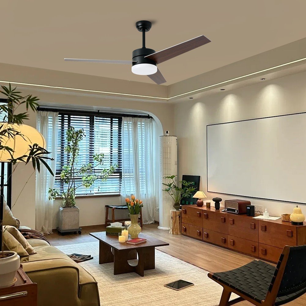 IMMAX NEO LITE VARIABLE SMART LED stropní svítidlo s ventilátorem 24W, Wi-Fi, TUYA, černo-hnědo-stříbrné