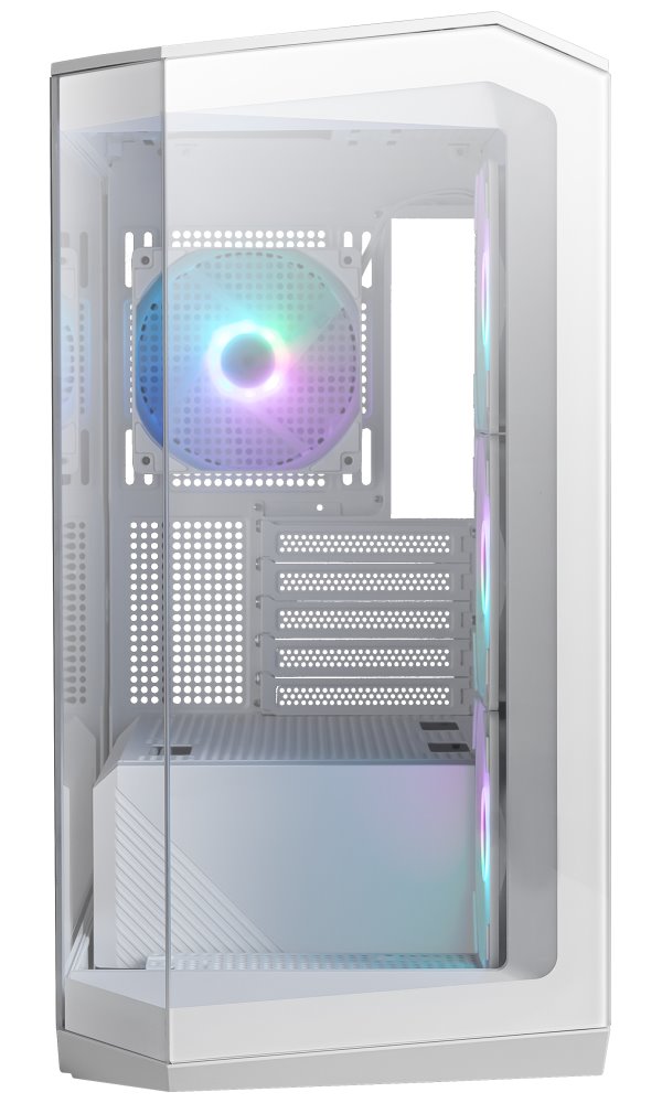 POUŽITÉ - MSI skříň MAG PANO M100R PZ White/ bez zdroje/ levé a přední sklo/ 4x 120 mm A-RGB fan/ 1x USB-C/ 1x USB3.2/ ...