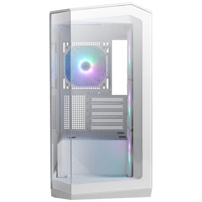 POUŽITÉ - MSI skříň MAG PANO M100R PZ White/ bez zdroje/ levé a přední sklo/ 4x 120 mm A-RGB fan/ 1x USB-C/ 1x USB3.2/ ...