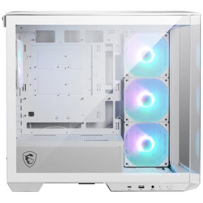 POUŽITÉ - MSI skříň MAG PANO M100R PZ White/ bez zdroje/ levé a přední sklo/ 4x 120 mm A-RGB fan/ 1x USB-C/ 1x USB3.2/ ...