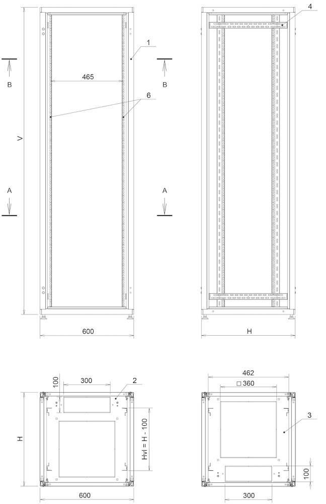 Solarix rozvaděč LC-50 42U, 600x800 RAL 7035, skleněné dveře