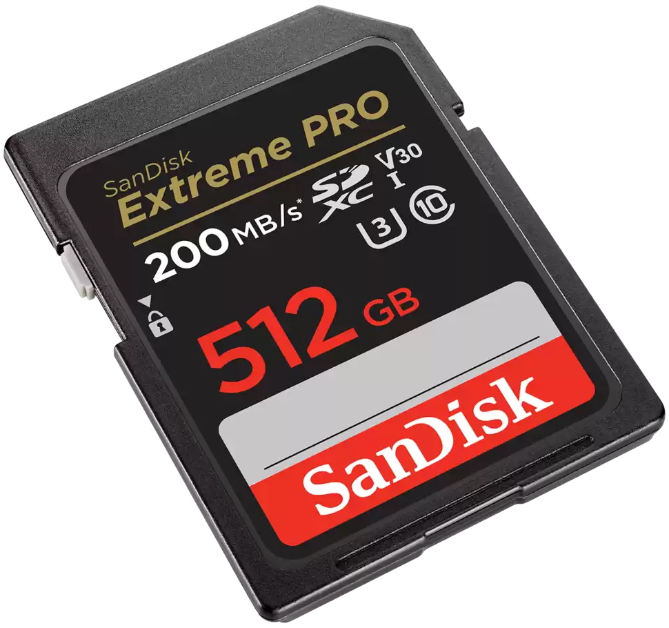 SanDisk Extreme PRO 512GB SDXC / UHS-I, Class 10, U3, V30 /  up to 200MB/s & 140MB/s Read/Write / + 2 years RescuePRO