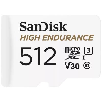 SanDisk High Endurance microSDXC 512GB / C10, U3, V30 / Full HD / 4K videos / dash cams & home monitoring / + SD Adaptér