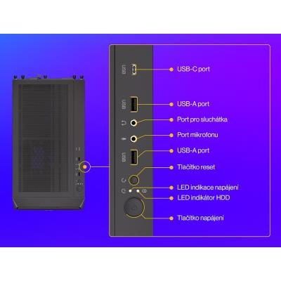 Endorfy skříň Arx 500 Core / ATX / 2 x 140mm fan (až 7 fans) / 2xUSB-A / USB-C / tvrzené sklo  / mesh panel /  černá