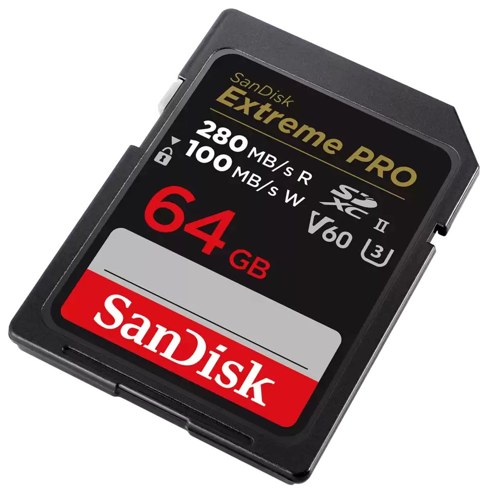 SanDisk Extreme PRO 64GB V60 UHS-II SD cards / R:280/ W:100MB/s