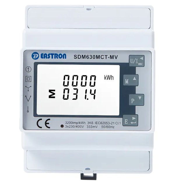 Eastron SDM630MCT-MV (NON-MID), 0,333mV vstup Modbus, RS485, třífázový, pulsní výstupy