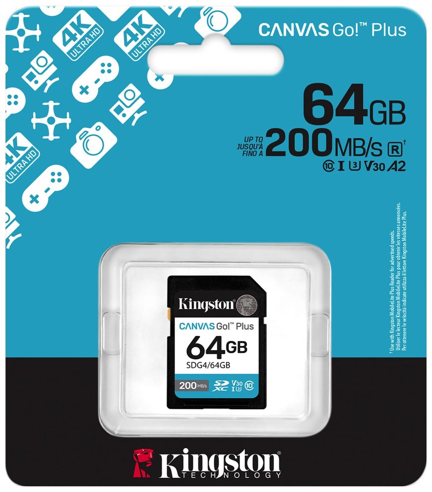 KINGSTON Canvas Go Plus Gen4 64GB SDXC / C10 / UHS-I U3 V30 / up to  200MB/s