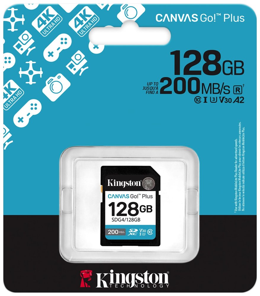 KINGSTON Canvas Go Plus Gen4 128GB SDXC / C10 / UHS-I U3 V30 / up to  200MB/s