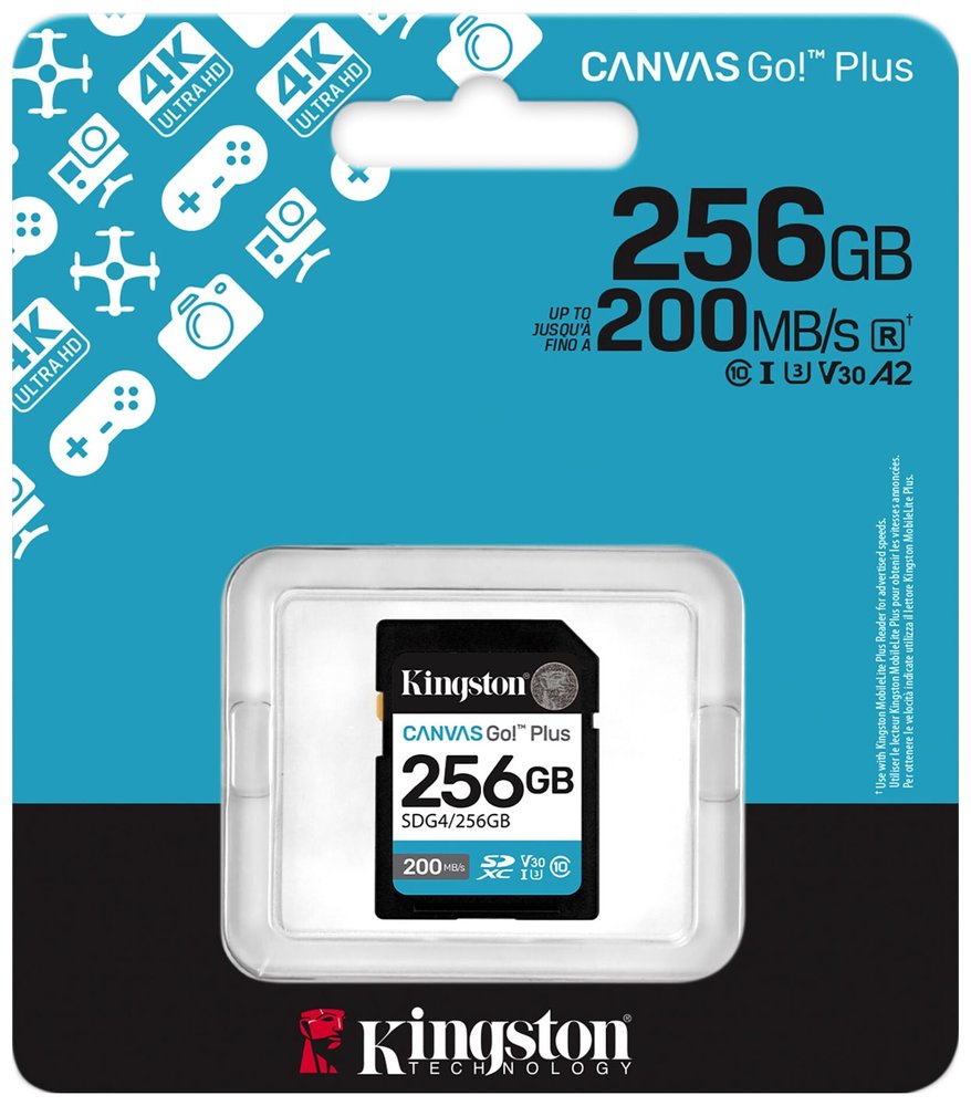 KINGSTON Canvas Go Plus Gen4 256GB SDXC / C10 / UHS-I U3 V30 / up to  200MB/s
