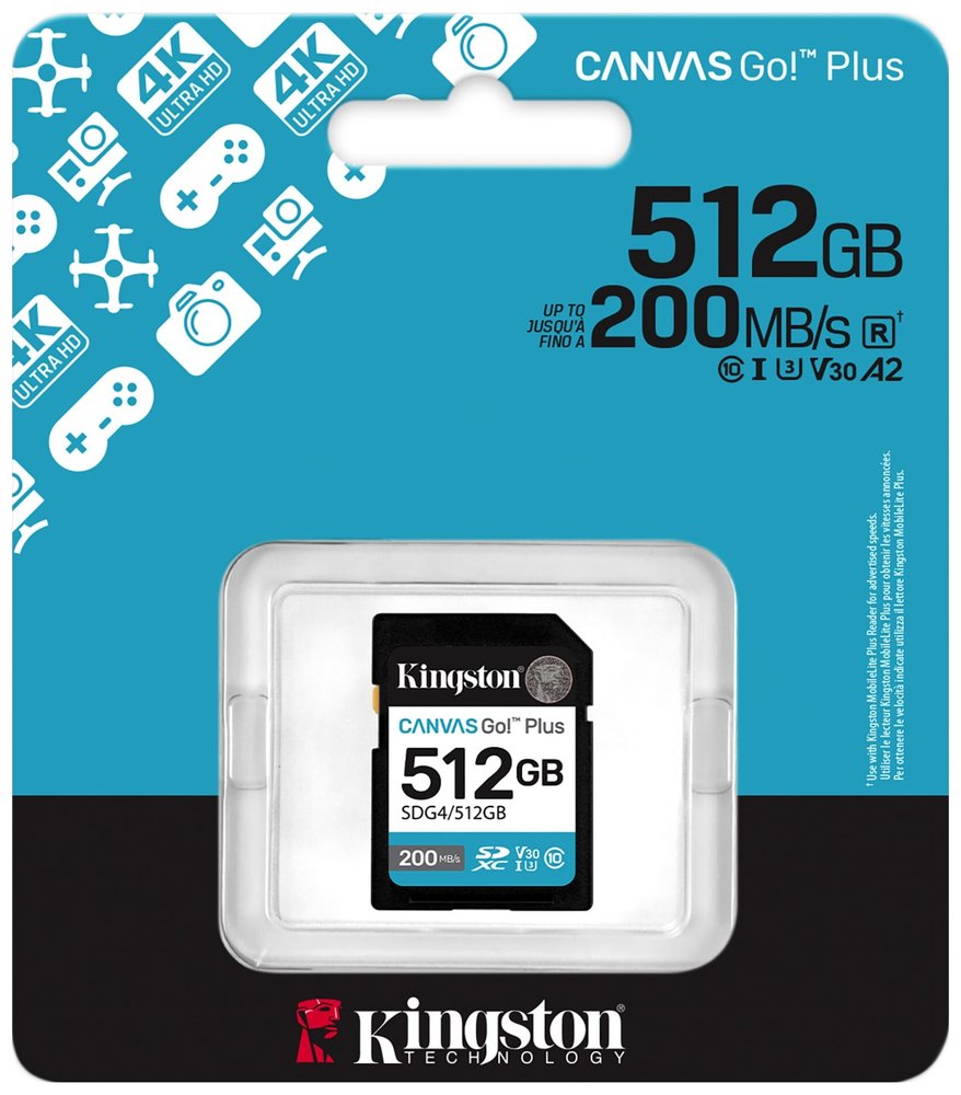 KINGSTON Canvas Go Plus Gen4 512GB SDXC / C10 / UHS-I U3 V30 / up to  200MB/s