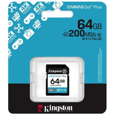 KINGSTON Canvas Go Plus Gen4 64GB SDXC / C10 / UHS-I U3 V30 / up to  200MB/s