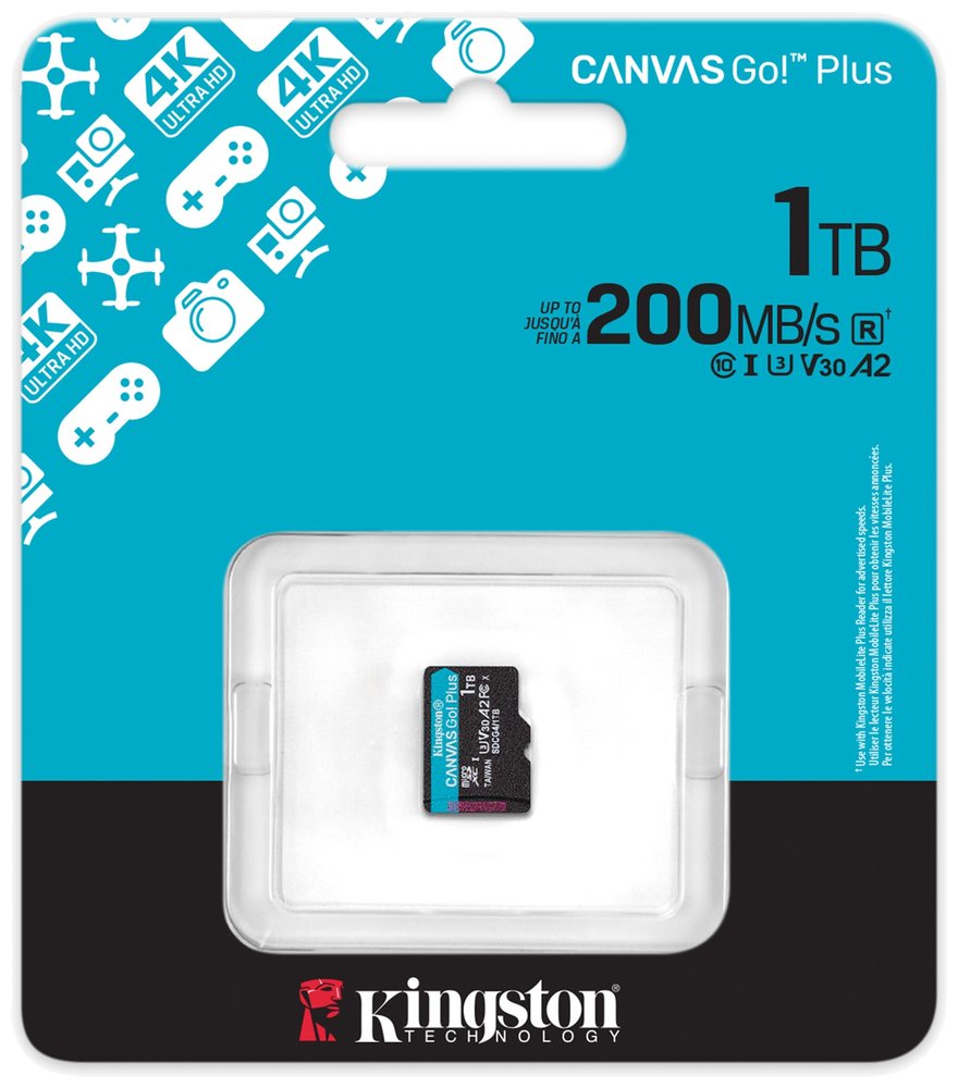 KINGSTON Canvas Go Plus Gen4 1TB microSDXC / C10 / UHS-I U3 V30 / up to  200MB/s / bez adaptéru