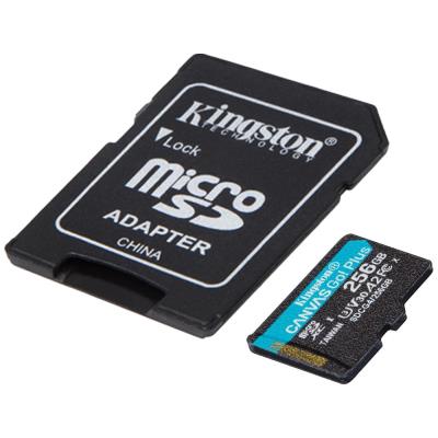 KINGSTON Canvas Go Plus Gen4 256GB microSDXC / C10 / UHS-I U3 V30 / up to  200MB/s / vč. adaptéru