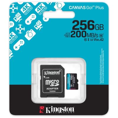 KINGSTON Canvas Go Plus Gen4 256GB microSDXC / C10 / UHS-I U3 V30 / up to  200MB/s / vč. adaptéru