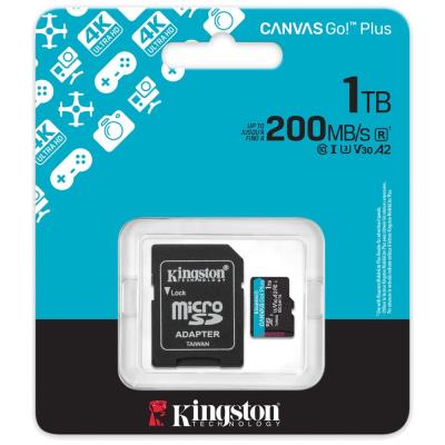 KINGSTON Canvas Go Plus Gen4 1TB microSDXC / C10 / UHS-I U3 V30 / up to  200MB/s / vč. adaptéru