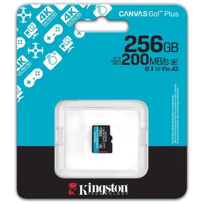 KINGSTON Canvas Go Plus Gen4 256GB microSDXC / C10 / UHS-I U3 V30 / up to  200MB/s / bez adaptéru