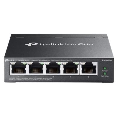 TP-Link ES205GP, Omada 5-Port Gigabit Easy Managed Switch, 1x GLAN, 4x GLAN PoE+, 65W PoE budget